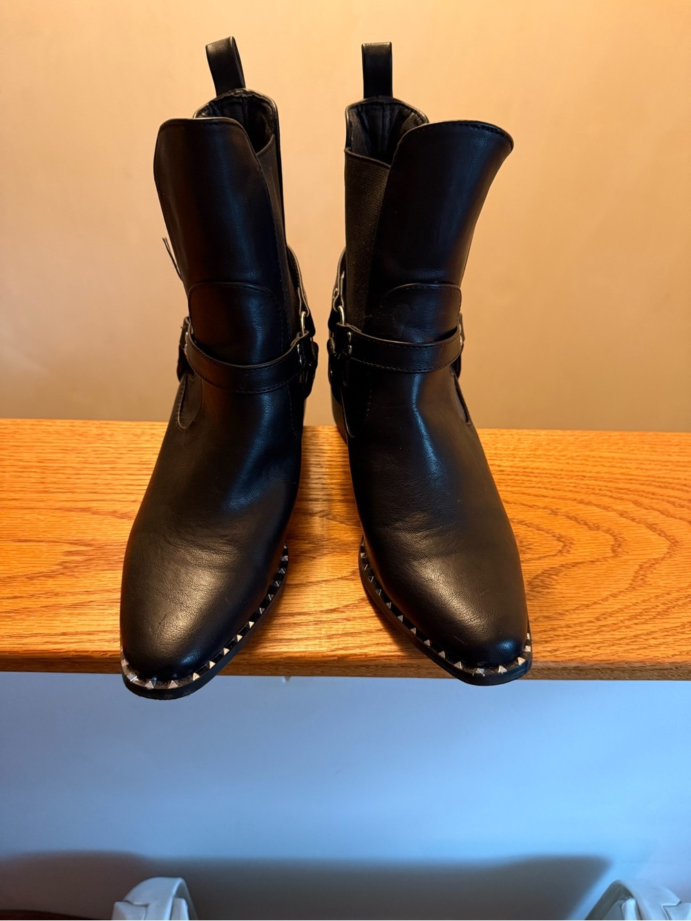 Women's Black Studded Pointed Ankle Boots
